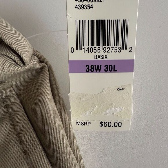 NEW $80‎ NWT IZOD XFG Swingflex Waist Golf Pants Khaki Beige  38x 30 Flat Front - Picture 15 of 16